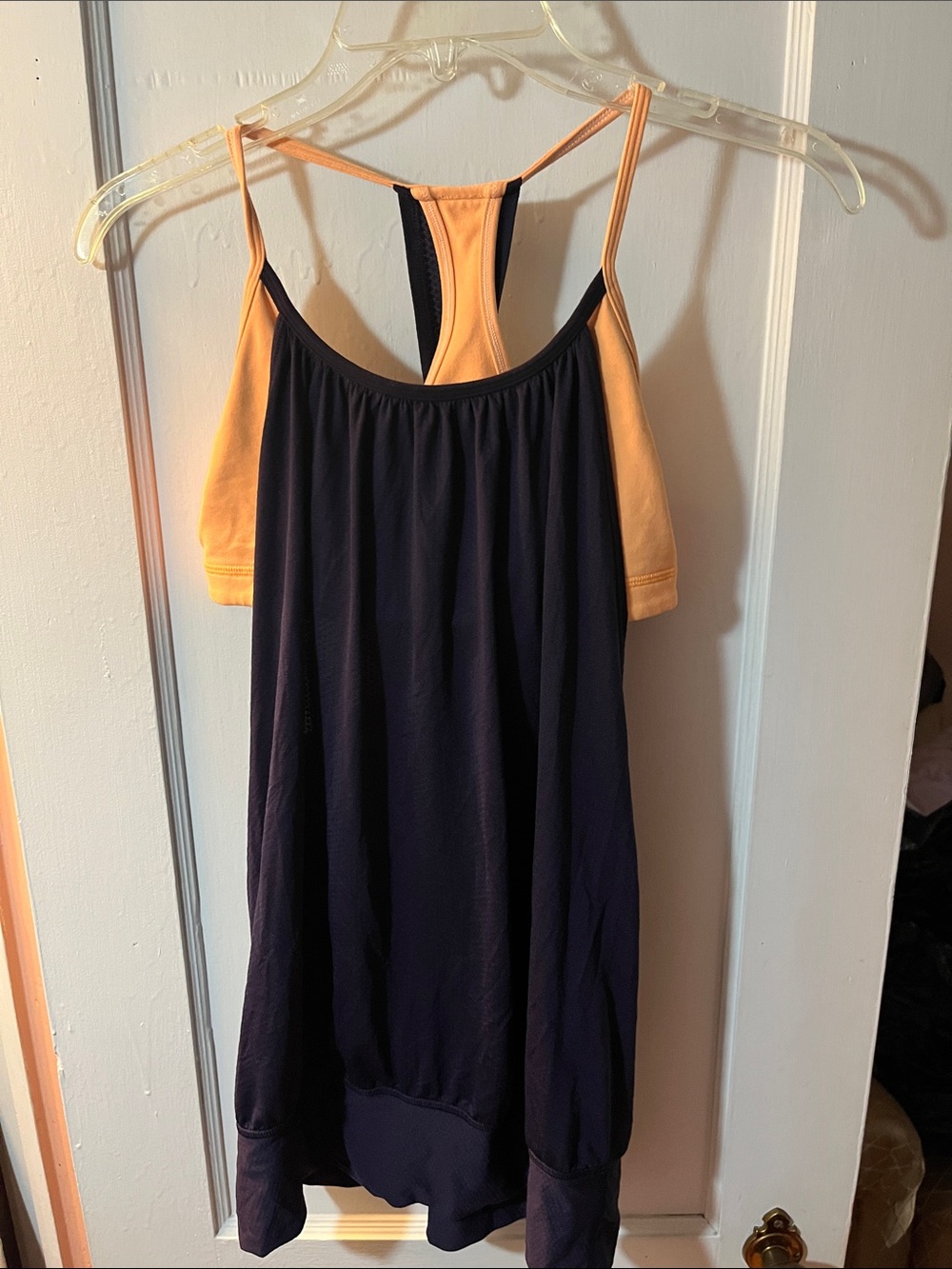 lululemon athletica Two-Tone Racerback Sleep Cami in Black and Peach